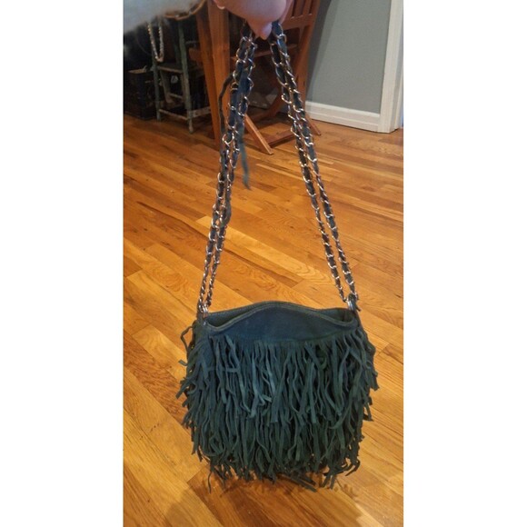 ECOTE Urban Outfitters Fringe teal crossbody bag. - Picture 1 of 6